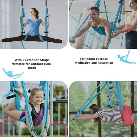 Adjustable Handles Extension Straps Aerial Yoga Swing Set Sling，Aerial Hammock Set，Yoga Trapeze Home Workout Kit,to Improve Back Bend Assist Trainer Trapeze Yoga Kit